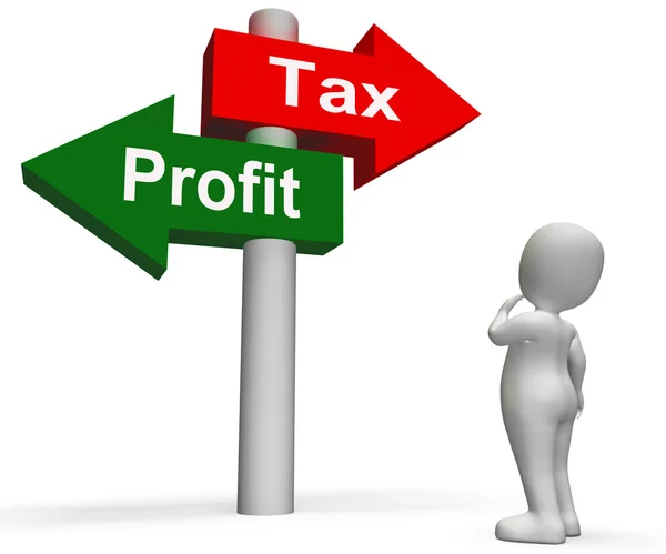 Señalización de impuestos o beneficios significa impuestos o beneficios de la cuenta — Foto de Stock