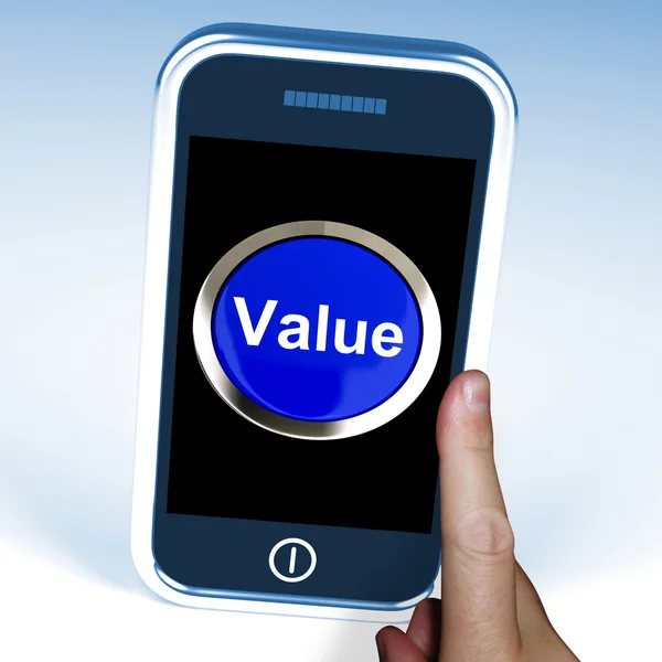 Value On Phone Shows Worth Importance Or Significance — Stock Photo, Image