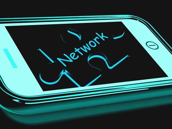 Network Smartphone Shows Connecting And Communicating On Web — Stock Photo, Image