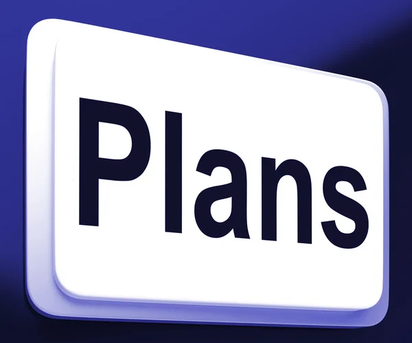 Кнопка "Планы" показывает цели Планирование и организация — стоковое фото