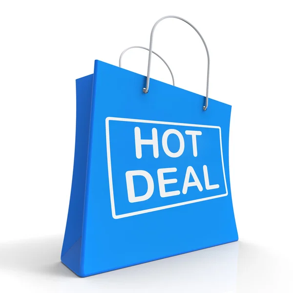 Hot Deal em sacos de compras mostra pechinchas venda e salvar — Fotografia de Stock