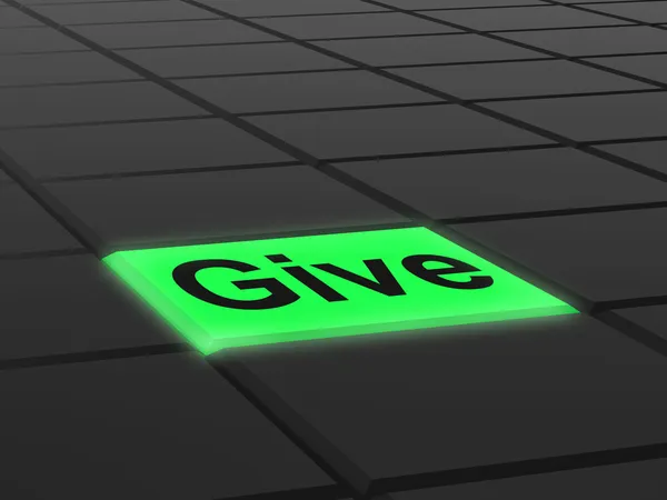 Give Button Means Bestowed Allot Or Grant — Stock Photo, Image