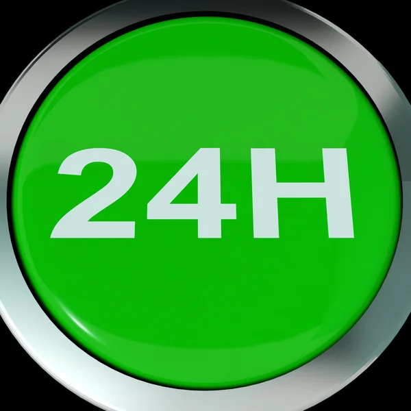 Twenty Four Hours Button Shows Open 24 hours — Stock Photo, Image