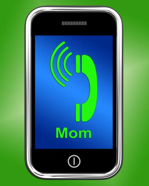 Call Mom On Phone Means Talk To Mother — Stock Photo, Image