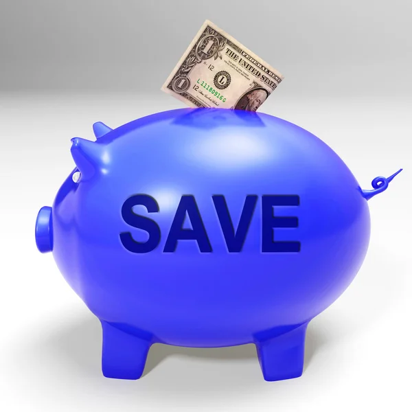 Salvar Piggy Bank significa Bens e Promoções de Libertação — Fotografia de Stock