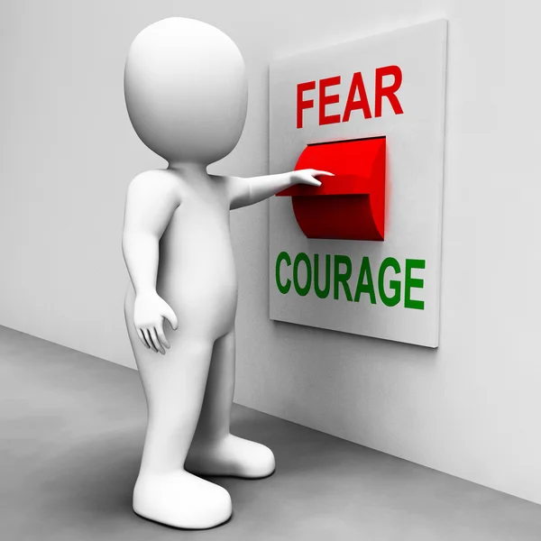 두려워 하거나 대담한 용기 두려움 스위치 표시 — 스톡 사진