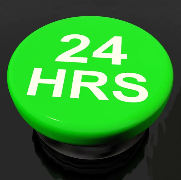 Twenty Four Hours Button Shows Open 24 hours — Stock Photo, Image