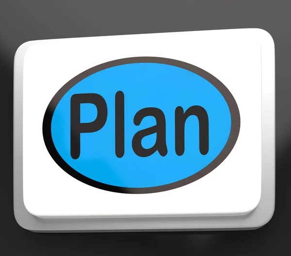 Plan Button Shows Objectives Planning And Organizing — Stock Photo, Image