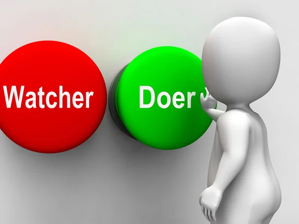 Watcher Doer Buttons Means Active Inactive Personality Type — Stock Photo, Image