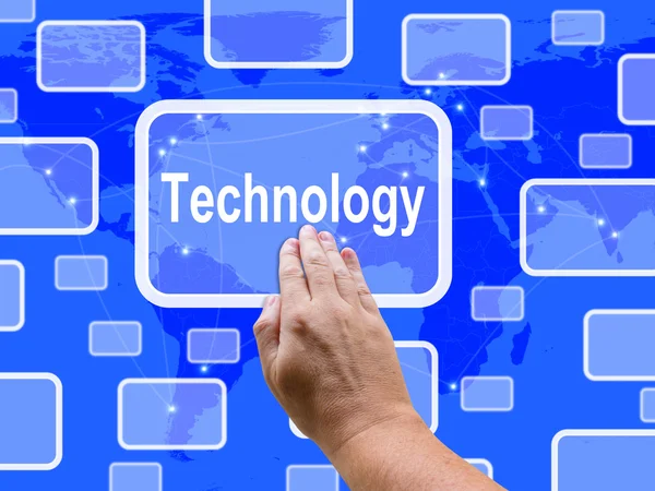 Technology Touch Screen Shows Innovation Improvement And Hi Tech — Stock Photo, Image