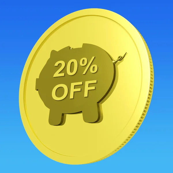 Twenty Percent Off Coin Shows Price Cut 20 — Stock Photo, Image