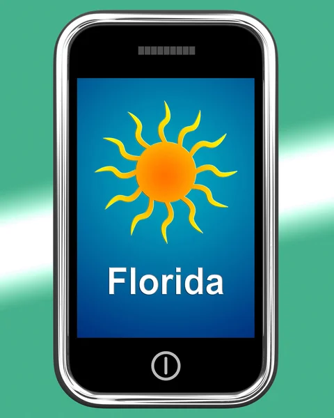 Florida And Sun On Phone Means Great Weather In Sunshine State — Stock Photo, Image