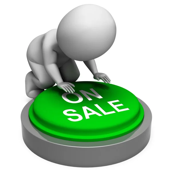 On Sale Button Means Promotions Discounts And Specials — Stock Photo, Image