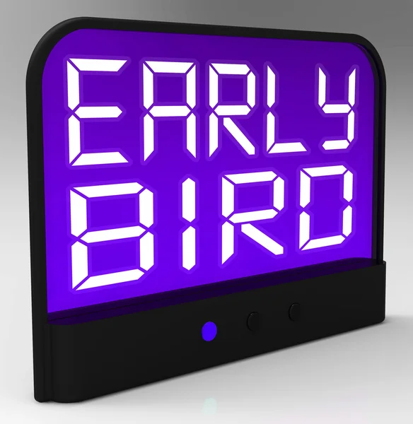 Early Bird Clock Shows Punctuality Or Ahead Of Schedule — Stock Photo, Image