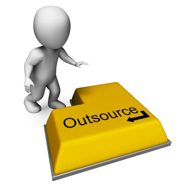 Outsourcing-Schlüssel zeigt Subunternehmer und Einstellung von Freiberuflern — Stockfoto