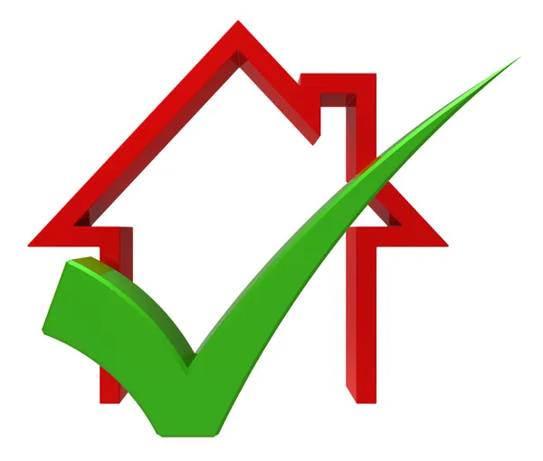 Domů s kontrolou ukazuje, dům na prodej nebo půjčka schválena — Stock fotografie