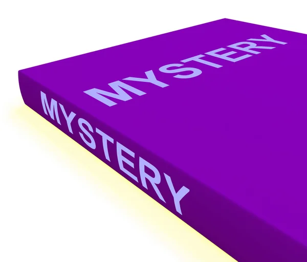 Libro de misterio muestra género de ficción o rompecabezas para resolver —  Fotos de Stock