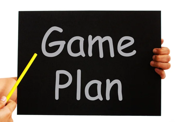 Game Plan Blackboard Means Strategies And Tactics — Stock Photo, Image