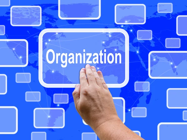 Pantalla táctil de organización muestra administrar y organizar — Foto de Stock