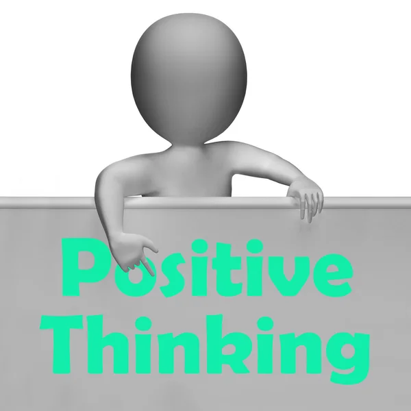 Позитивный знак мышления показывает оптимистические и хорошие мысли — стоковое фото