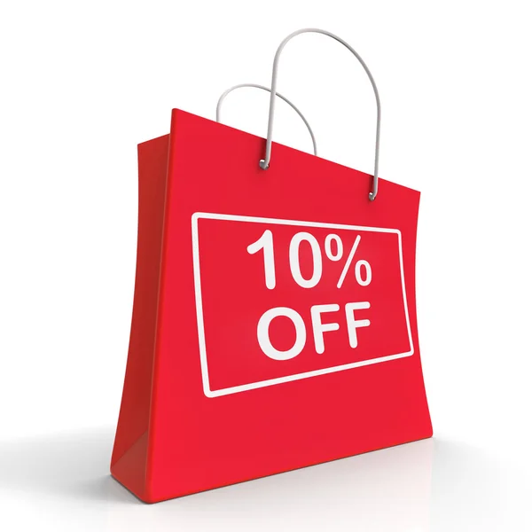 Nákupní taška ukazuje prodej sleva deset procent z 10 — Stock fotografie
