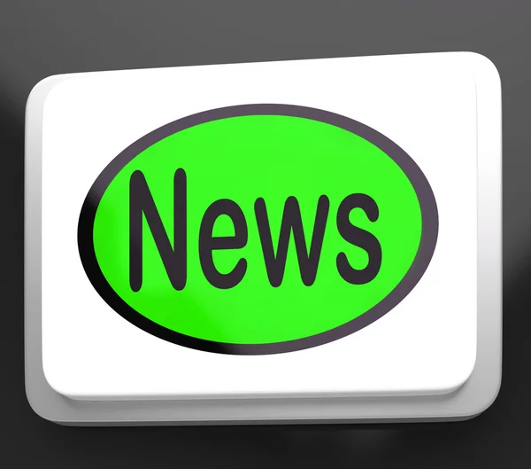 News Button Shows Newsletter Broadcast Online — Stock Photo, Image