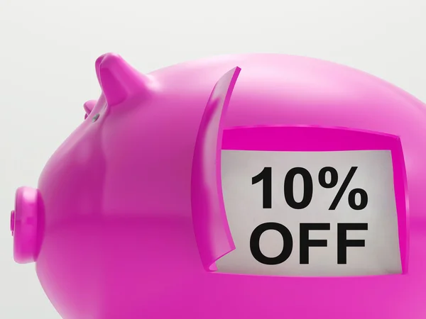 Dez por cento fora Piggy Bank mostra 10 Poupança — Fotografia de Stock