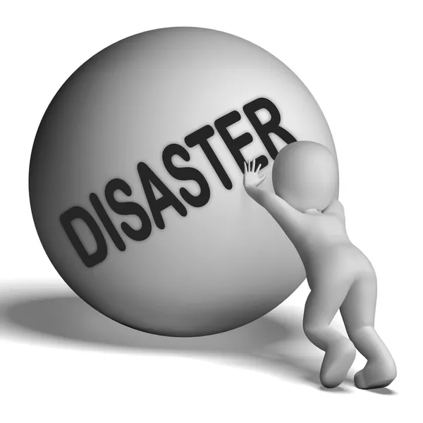 Disaster Uphill Character Shows Crisis Trouble Or Calamity — Stock Photo, Image