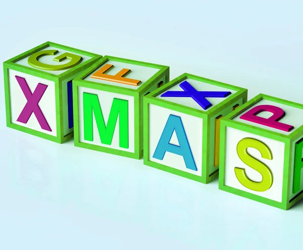 Xmas Blocks Show Merry Christmas And Festive Season — Stock Photo, Image