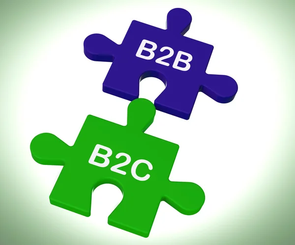 B2B och b2c pussel visar företagens partnerskap eller konsumenten som — Stockfoto
