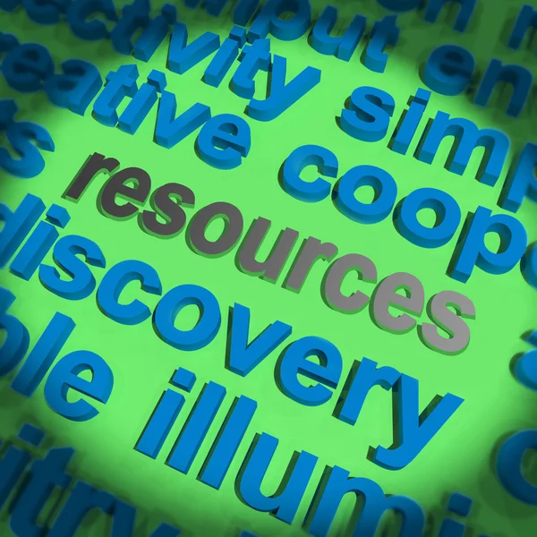 Resurser word visar medel tillgångar och leveranser — Stockfoto
