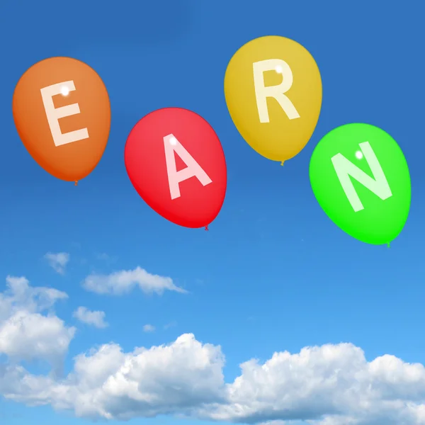 Four Earn Balloons Show Online Earnings Promotions Opportunities — Stock Photo, Image