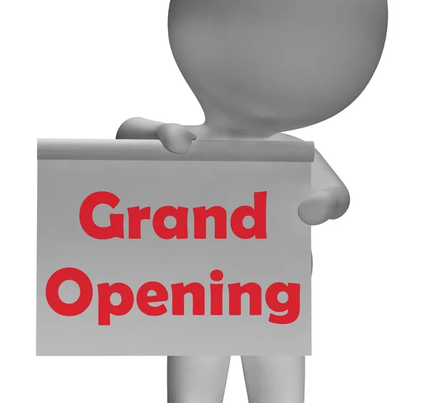 Grand Opening Sign Means Launch Of New Business — Stock Photo, Image