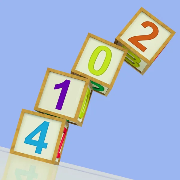 Two Thousand And Fourteen Blocks Mean Year 2014 — Stock Photo, Image