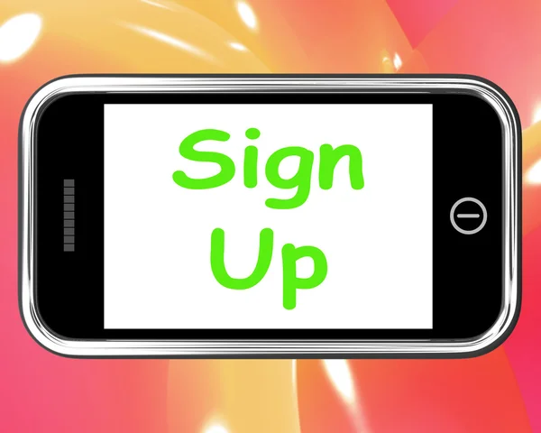 Sign Up On Phone Shows Join Membership Register — Stock Photo, Image