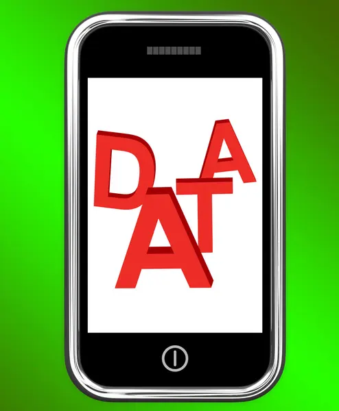 Data On Phone Shows Facts Information Knowledge — Stock Photo, Image