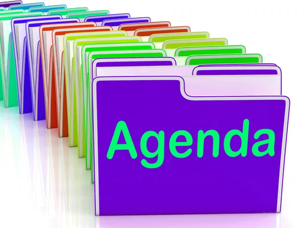Agenda-Ordner zeigen Zeitplan-Aufstellung oder Zeitplan — Stockfoto