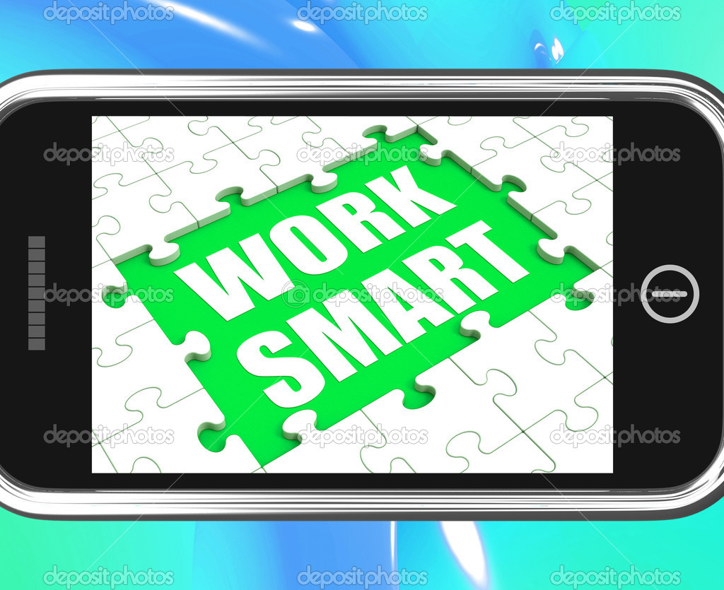 Work Smart Tablet Shows Worker Enhancing Productivity