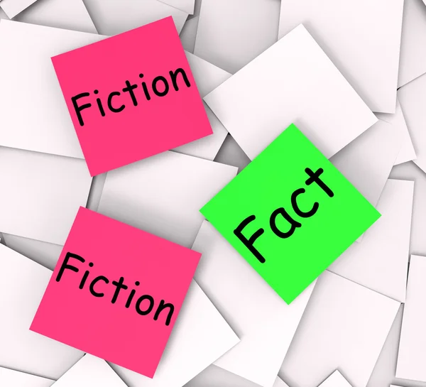 Ficción Fact Post-It Notas Significado Correcto o Falsedad — Foto de Stock