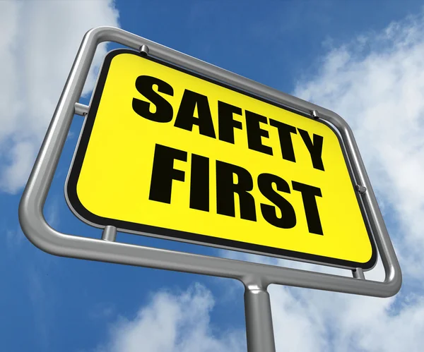 Safety First Sign Indicates Prevention Preparedness and Security — Stock Photo, Image