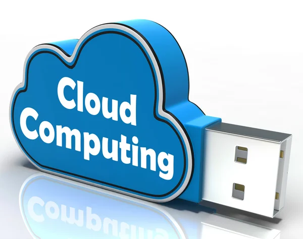 Cloud Computing Cloud Pen Drive отображает цифровые сервисы и Onlin — стоковое фото