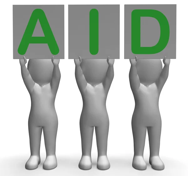 Aid Banners Shows First Aid Assistance And Support — Stock Photo, Image
