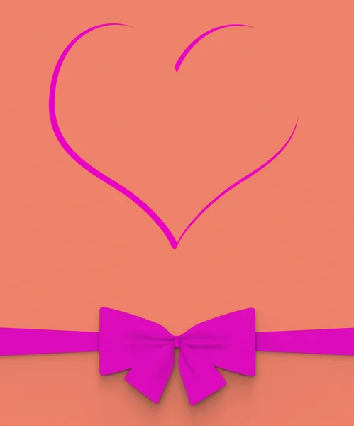 Coração com arco mostra decorações dos namorados ou cartões amorosos — Fotografia de Stock
