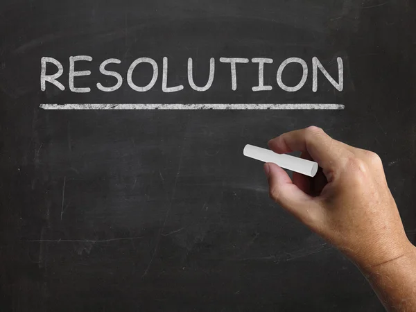 Resolution Blackboard Means Solution Settlement Or Outcome — Stock Photo, Image