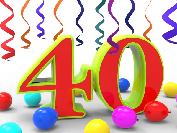 Number Forty Party Shows Fortieth Birthday Party Or Celebration — Stock Photo, Image