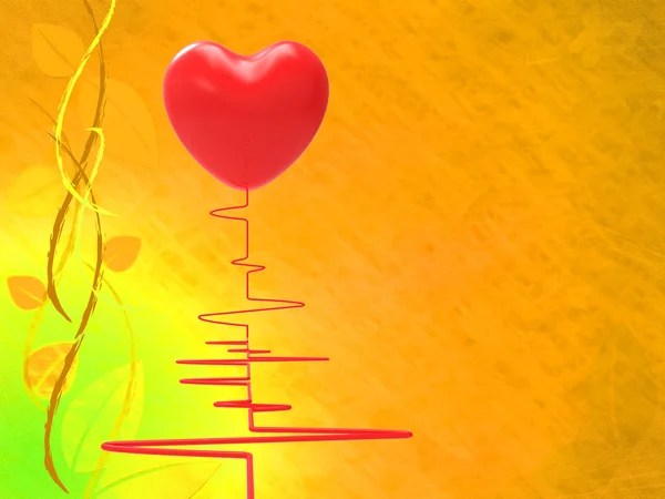 Serce na electro pokazuje czerwone puls lub badania ciśnienia — Zdjęcie stockowe