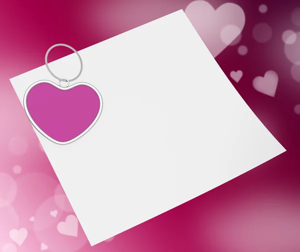 Heart Clip On Note Means Valentines Card Or Romantic Letter — Stock Photo, Image