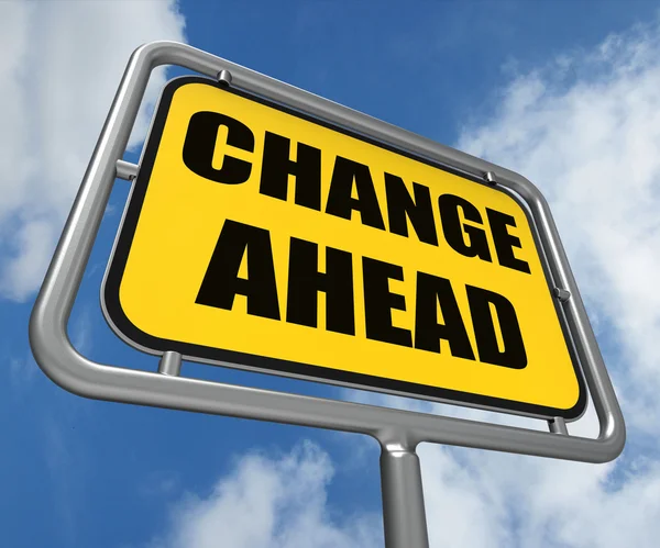Change Ahead Sign Refers to a Different and Changing Future — Stock Photo, Image