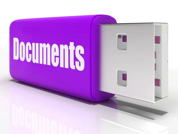 Documents Pen drive Shows Digital Information And Files — Stock Photo, Image