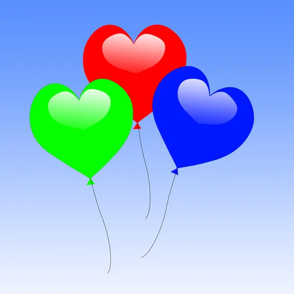 Bunte Herzballons zeigen Hochzeits- oder Verlobungsfeier — Stockfoto